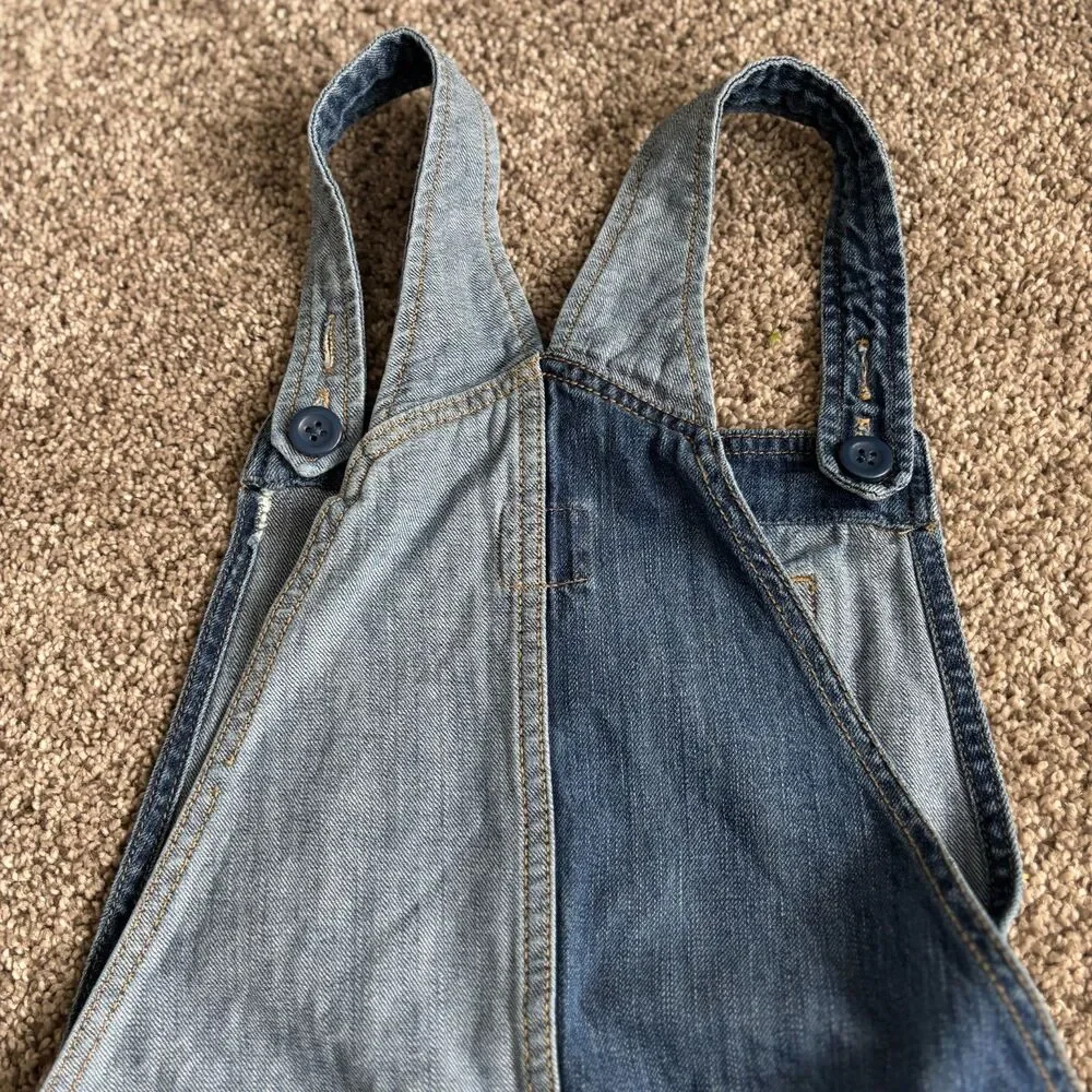 Gap Kids XXL 14 Distressed Denim Short Overalls Bib Shorts Adjustable Straps #14